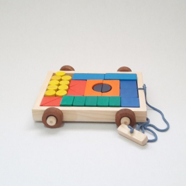 Eğitici Montessori Arabalı Oyuncak Yapı Blokları-Renkli