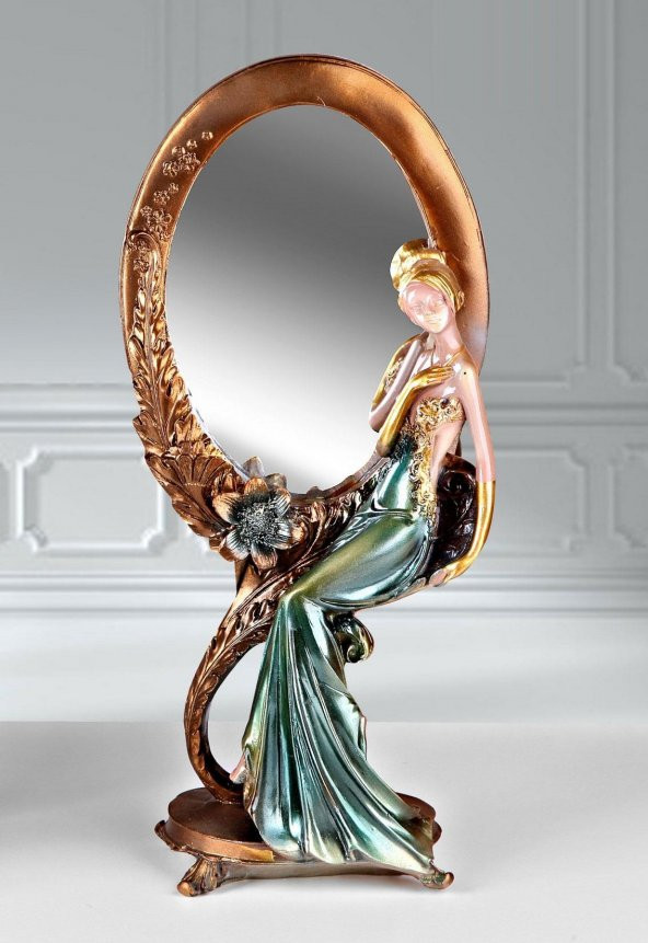 Fidex Home Feminen Kadın Makyaj Aynası Oval Azure Yeşil Elbiseli - 2