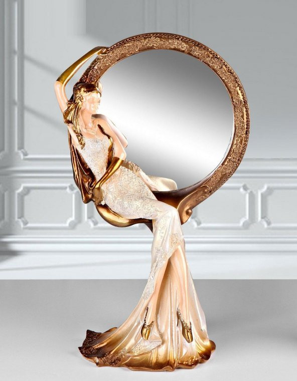 Fidex Home Feminen Kadın Makyaj Aynası Yuvarlak Sedef Renkli - 2