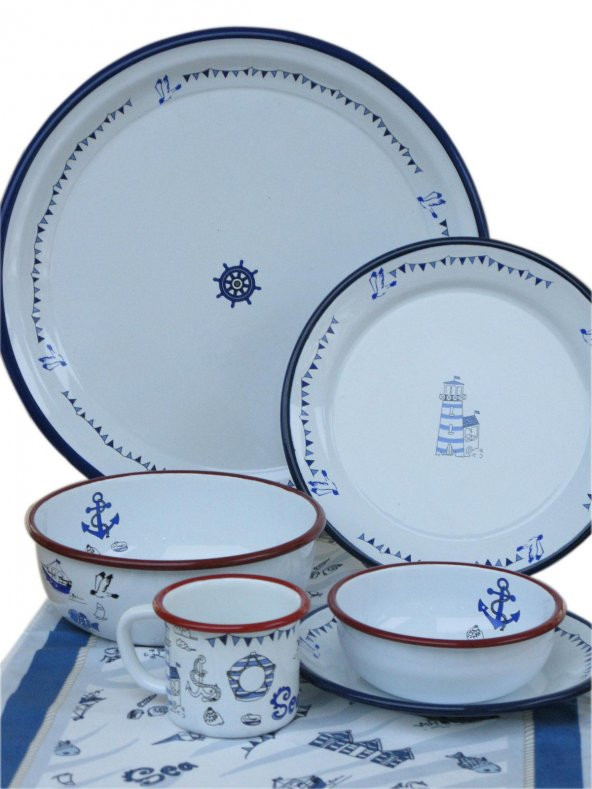 LunArt Emaye Marin 6 Parça Yemek Takım Seti - 2