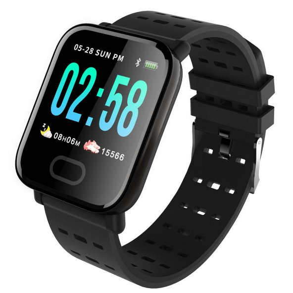 A6 Sport Smart Watch Akıllı Saat Su Geçirmez Siyah