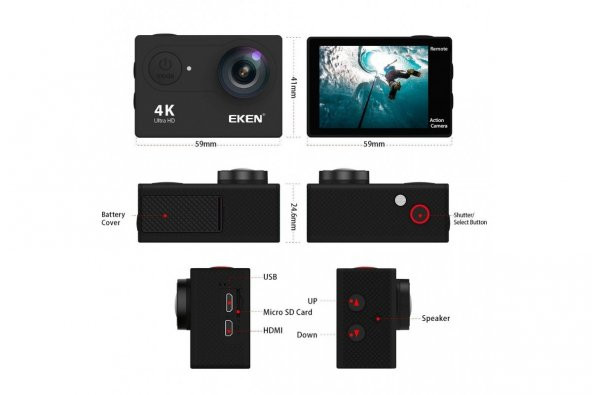 EKEN 4K H9R UltraHD Wifi Aksiyon Kamera Kumandalı - 2