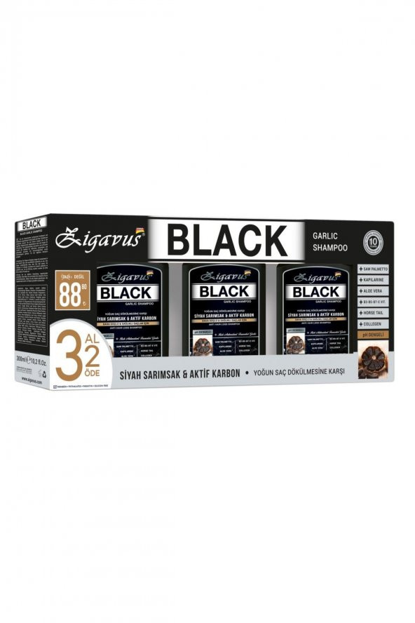 Zigavus Black - Siyah (Kara) Sarımsaklı - Şampuan 300ml 3Al2Öde