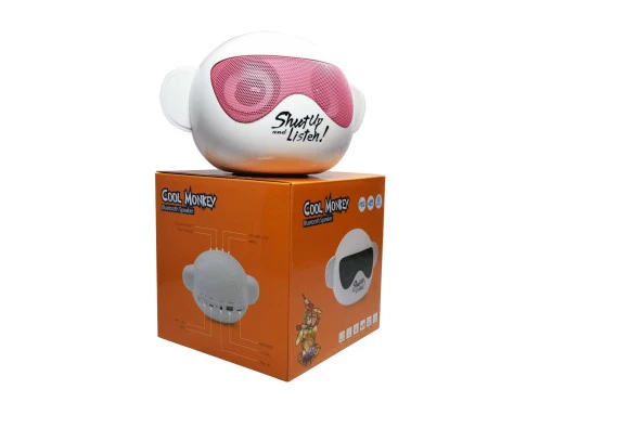iCutes Cool Monkey Gözlüklü Maymun Pembe Bluetooth Hoparlör USBli-TF kartlı M205 - 2