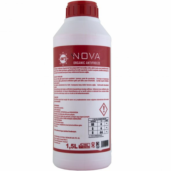 Nova -56 Derece Organik Kırmızı Antifriz 1.5 Litre-G12 Antifiriz