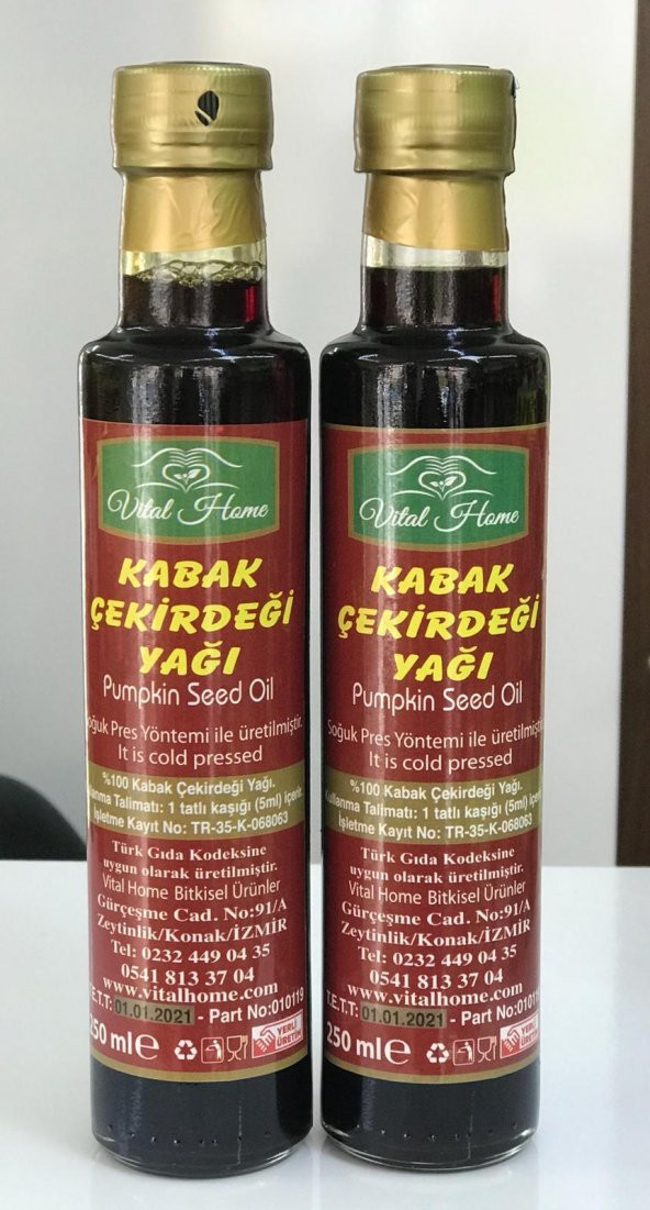 VİTAL HOME KABAK ÇEKİRDEĞİ YAĞI SOĞUK PRES 2 Lİ SET2 250    500 ML