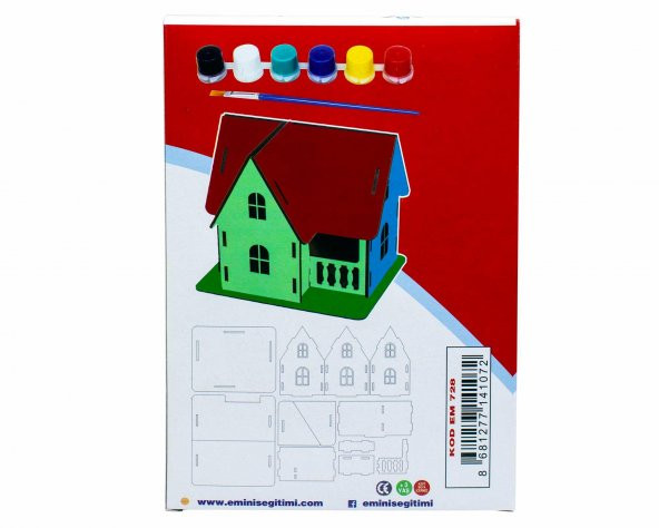 Ahşap Çiftlik Evi Maketi+6lı Akrilik Boya+Fırça (ŞOK FİYAT ÜCRETSİZ KARGO) - 3