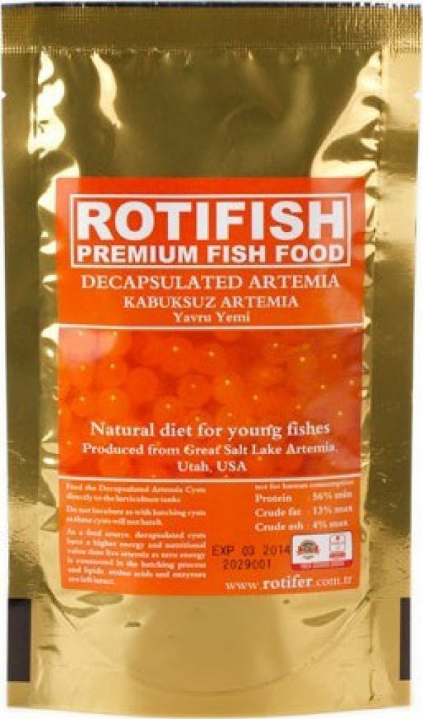 Rotifish Kabuksuz Artemia Yavru Balık Yemi 100 Gr