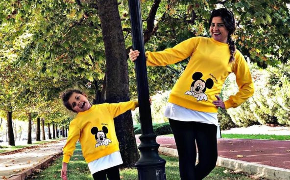 Mickey Mouse Baskılı Anne Çocuk Kombini - Anne Çocuk Giyim - 3