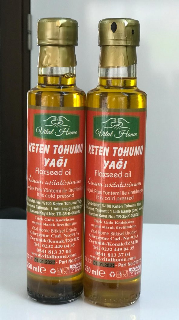 VİTAL HOME KETEN TOHUMU YAĞI SOĞUK PRES 250 2 500 ML CAM ŞİŞE ürün görseli 1