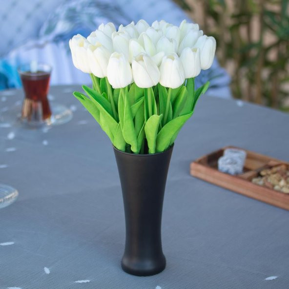 Fransız Style Vazoda 20lu Islak Lale Yapay Çiçek