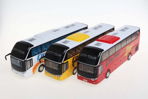 Vardem 1/32 Ölçek Sesli ve Işıklı Metal Çek Bırak Oyuncak Otobüs 3'lü Set