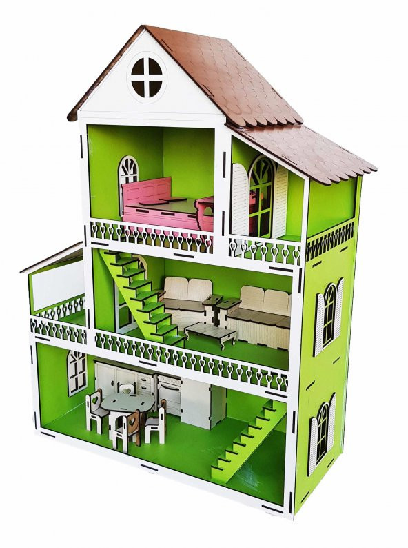 Ahşap Oyuncak Ev Portatif Bebek Evi Lol Bebek Barbie Uyumlu WoodyLife - 2