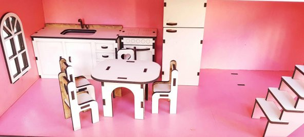 Ahşap Oyuncak Ev Portatif Bebek Evi Lol Bebek Barbie Uyumlu WoodyLife - 4
