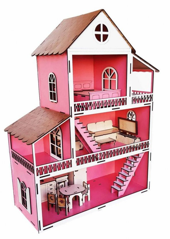 Ahşap Oyuncak Ev Portatif Bebek Evi Lol Bebek Barbie Uyumlu WoodyLife - 6