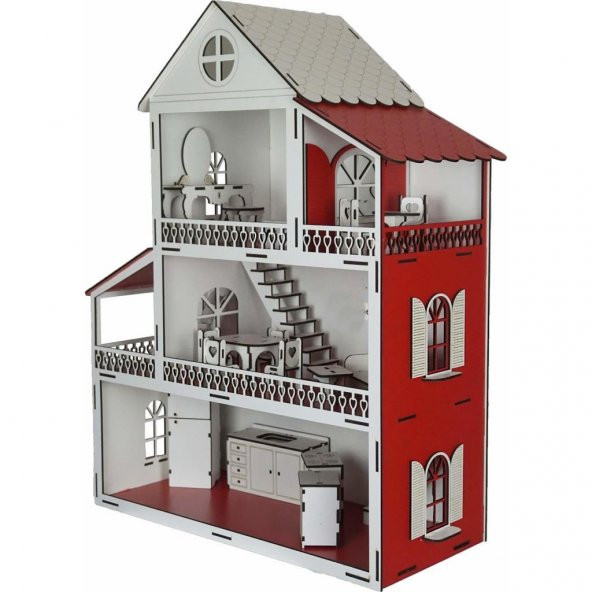 Ahşap Oyuncak Ev Portatif Bebek Evi Lol Bebek Barbie Uyumlu WoodyLife - 10