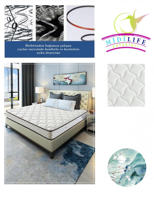 120X200 MİDİLİFE COTON ORTOPEDİK YAYLI YATAK Yaylı Yatak 120x200 - Resim 5