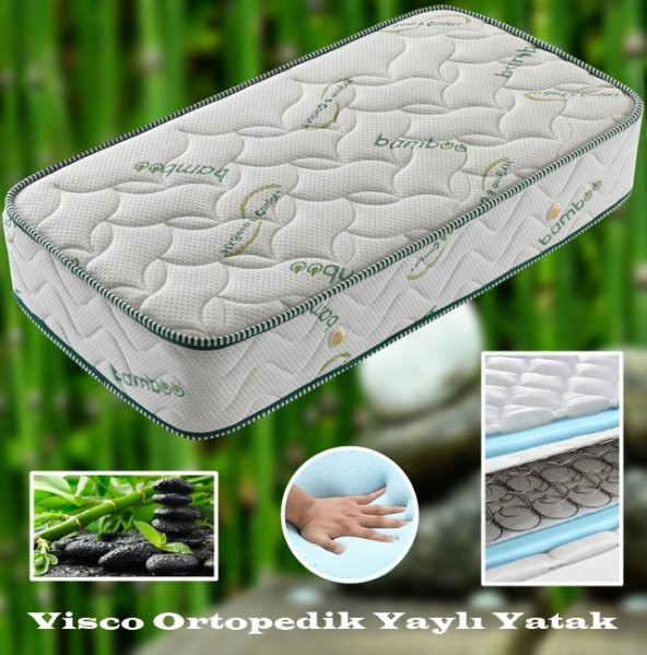 80X160 Ortopedik Visco Yaylı Yatak Tek Kişilik Bamboo Visco Yatak