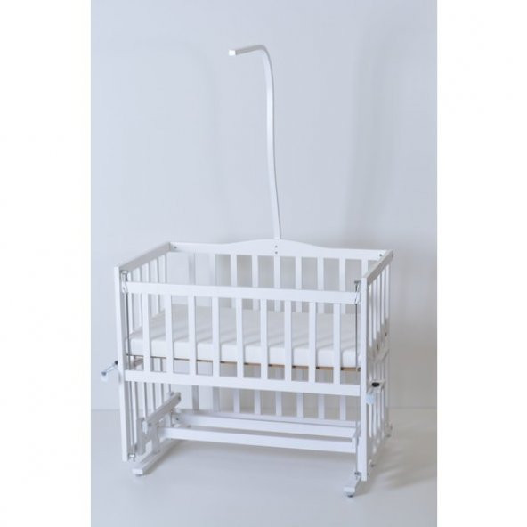Heyner 50x90 Anne Yanı Beşik Sallanan Beyaz Lake Ahşap Beşik - 5
