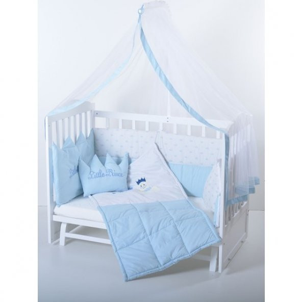 POOLY BABY BEYAZ 60x120 CM ANNE YANI BEBEK BEŞİĞİ MAVİ PRENS