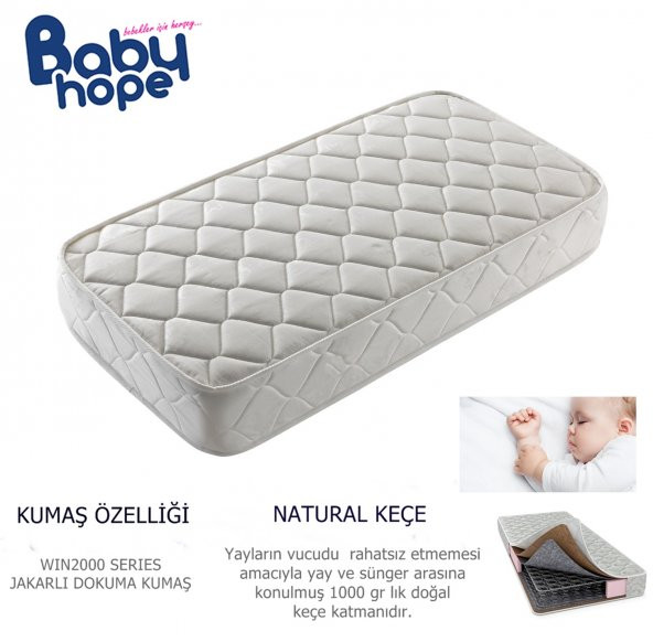70X180 BABYHOPE ORTOPEDİK YAYLI YATAK 70*180 MOBİLYA BEŞİK YATAĞI