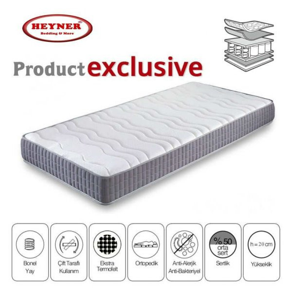 70x120 HEYNER Soft Ortopedik Yaylı Yatak Gray Coton Yatak