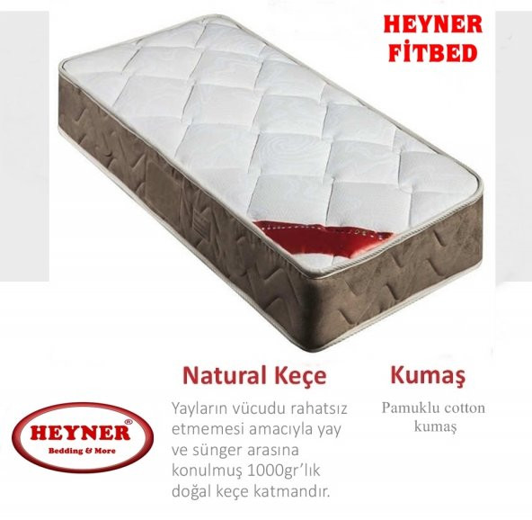 90X190 Ortopedik Yaylı Yatak 90X190 Heyner Fitbed