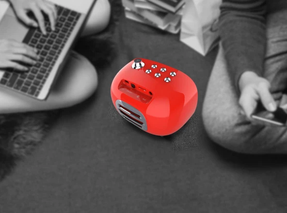 Betnew K3 Kırmızı Retro Çalar Saatli Bluetooth Hoparlör Micro SD Kart Girişli - 9