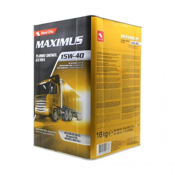 Petrol Ofisi Maximus Turbo Diesel Extra 15W-40 16 Kg Dizel Motor Yağı - Resim 2