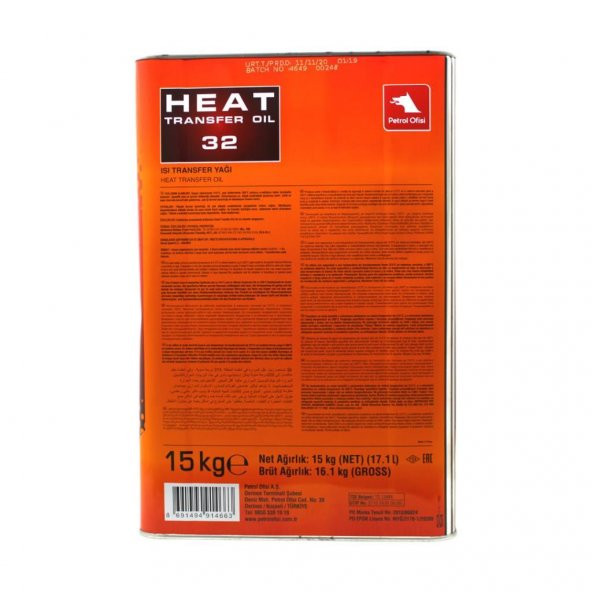 Petrol Ofisi Heat Transfer Oil 32 15 Kg(17 LT) Isı Transfer Yağı - 3