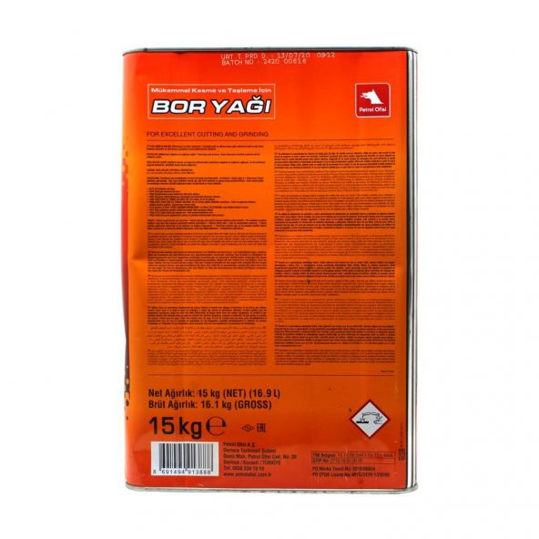 Petrol Ofisi Bor Yağı 15 Kg Su İle Karışabilen Metal İşleme Yağı - 3