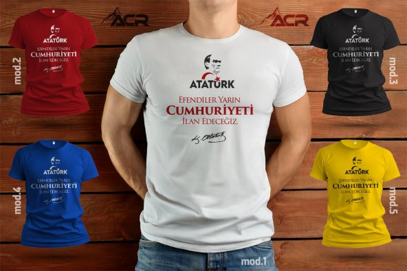 TYCB003 - Baskılı T-Shirt Cumhuriyet Bayramı Tişört Dizayn 29 Ekim Tshirt Bastırmak Yetişkin İçin Özel Tasarım Tişört