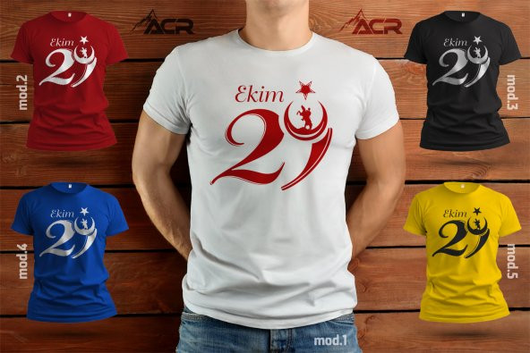 TYCB005 - Baskılı T-Shirt Cumhuriyet Bayramı Tişört Dizayn 29 Ekim Tshirt Bastırmak Yetişkin İçin Özel Tasarım Tişört