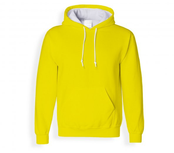 RK010 - Sarı Renkli Kapüşonlu Sweatshirt Toptan Fiyatına Kapşonlu Sweat Unisex Kalıp Cepli Hoodie