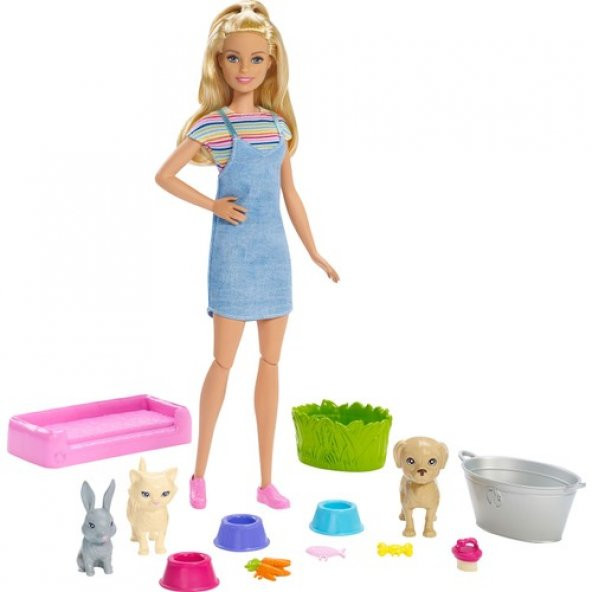 Barbie ve Hayvanları Banyo Eğlencesi Oyun Seti FXH11 Lisanslı Ürün