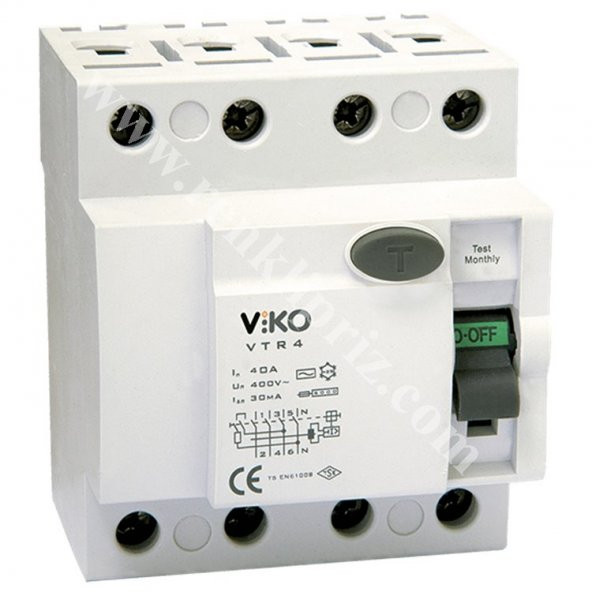 Viko 4 X 40 Amper 30 Ma Kaçak Akım Rölesi Vtr4--4030