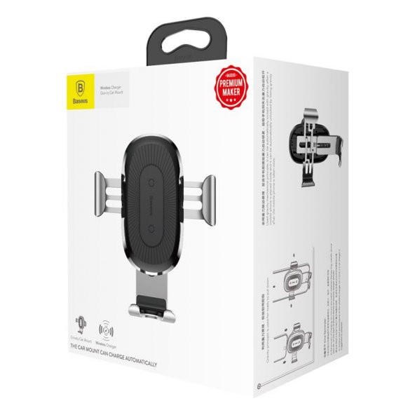 Baseus Gravity Car Mount Kablosuz Şarj Araç Tutucu Gri WXYL-0S - 3