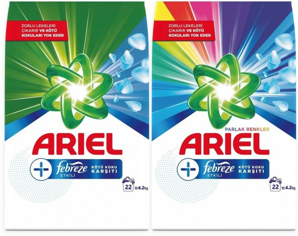Ariel Çamaşır Deterjanı Febreze Etkili Renkli ve Beyaz 8400 Gram