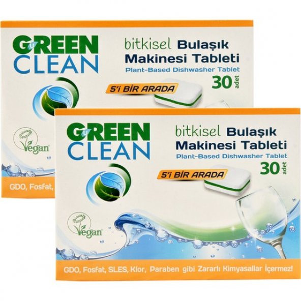 U Green Clean Bitkisel Bulaşık Makinesi Tableti 30'lu X 2 Adet