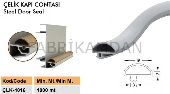 ÇLK-4016 Çelik Kapı Contası 6 metre gri
