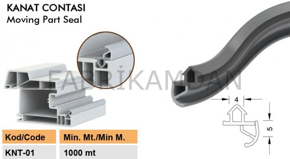 Pvc Kapı Pencere Fitili / Pakpen Gri Conta / PVC Kapı Kasa Kanat Fitili / KNT-01 - 1