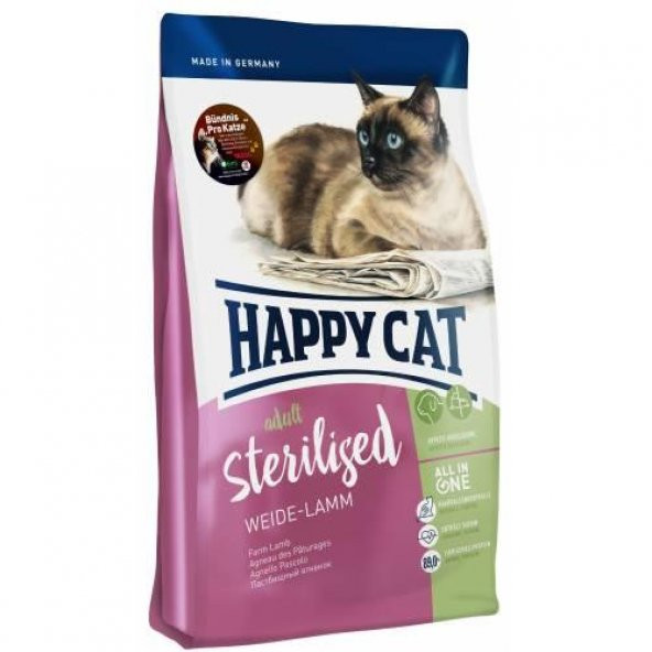 Happy Cat Sterilised Weide Lamm Kuzu Etli Kısır Kedi Maması 10 Kg
