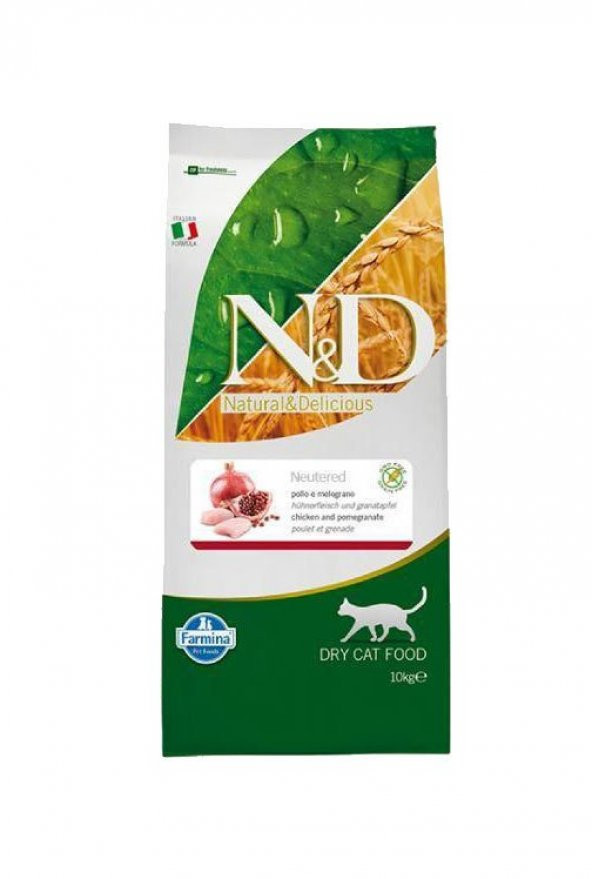 N-D Tahılsız Tavuklu Narlı Kısırlaştırılmış Kedi Maması 10 Kg