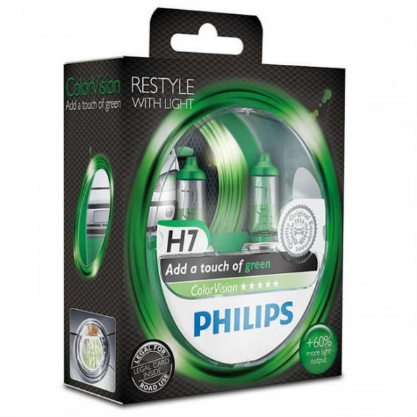 Philips H7 Color Vision Green 3350K 12V 55W