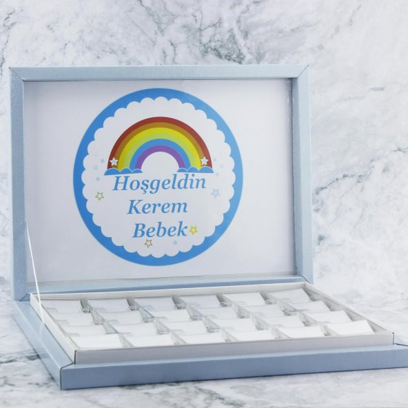72 Adet (500gr.) İsim Etiketli Gökkuşağı Bebek Çikolata - 3