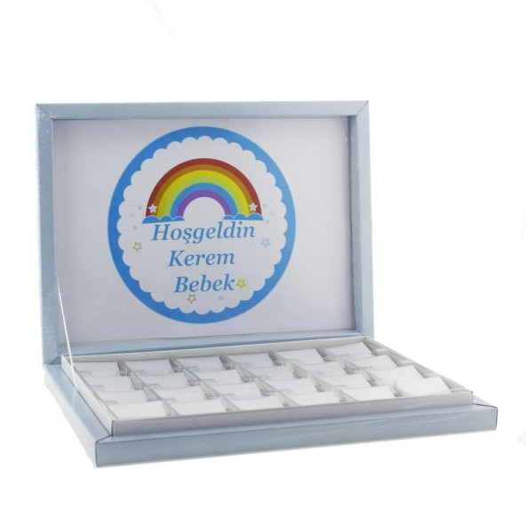 72 Adet (500gr.) İsim Etiketli Gökkuşağı Bebek Çikolata - 5