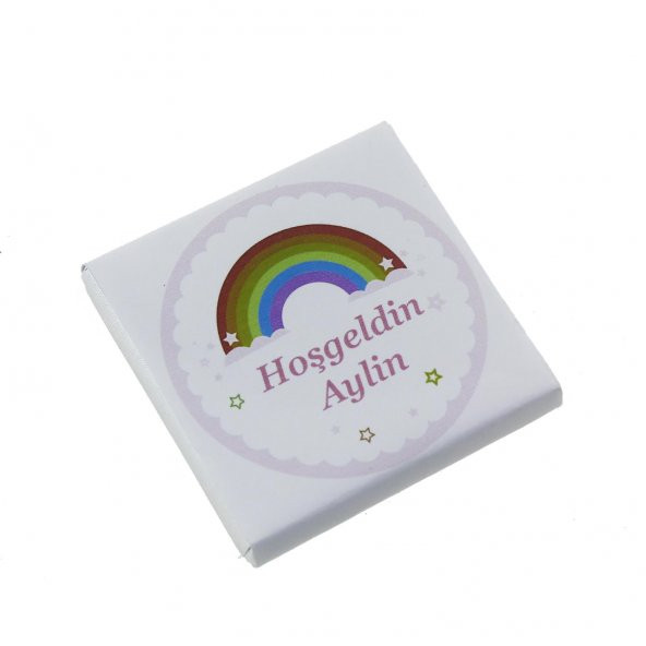 72 Adet (500gr.) İsim Etiketli Gökkuşağı Bebek Çikolata - 6
