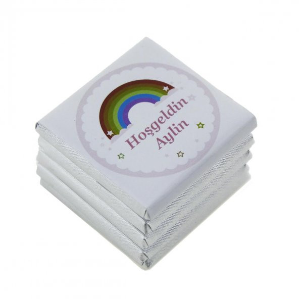 72 Adet (500gr.) İsim Etiketli Gökkuşağı Bebek Çikolata - 7