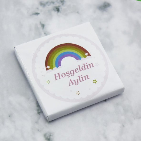 72 Adet (500gr.) İsim Etiketli Gökkuşağı Bebek Çikolata - 8