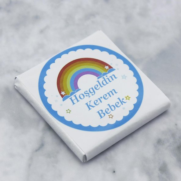 72 Adet (500gr.) İsim Etiketli Gökkuşağı Bebek Çikolata - 9